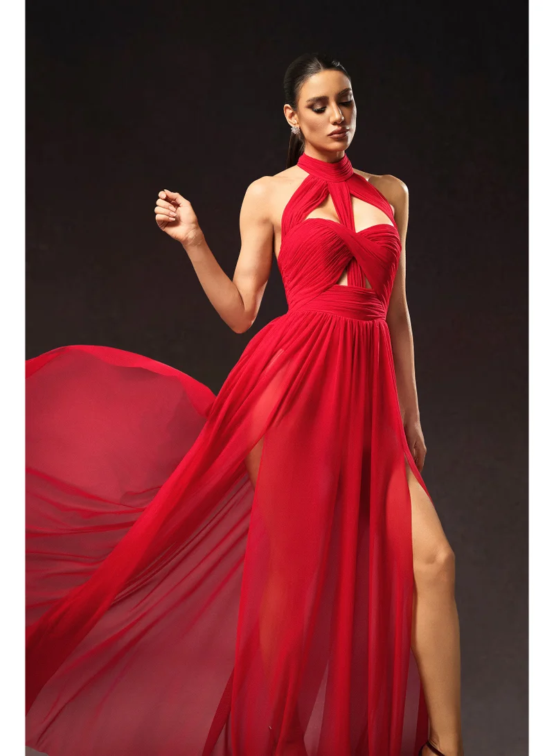 Bella Barnett  Tesare Halter Sleeveless Hollow Out Maxi Dress for Women | Best Price UAE